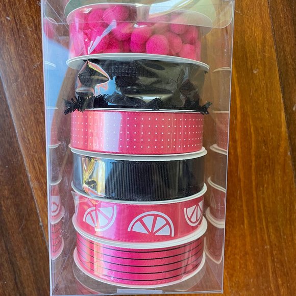 NEW Tower of Pink and Black Ribbon - 6 spools - Picture 1 of 2